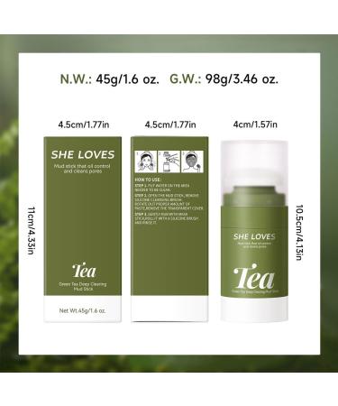 Green Tea Mask Stick with Silicone Scrubber | Deep Pore Cleanse & Blackhead Remover | Smooth Skin & Refine Pores - 45g/1.59oz - Buy Online on GoSupps.com