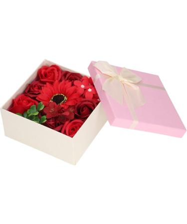 Flower Bath Soap Gift Box Elegant Exquisite and Delicate Portable Flower Bath Soap for Women for Valentine's Day (Red) - Buy Online on GoSupps.com