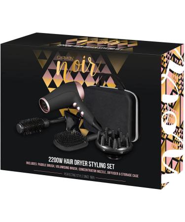 Carmen C80021 Noir Hair Dryer Styling Set | 2200W Black/Rose Gold | Gift Set - Buy Online on GoSupps.com