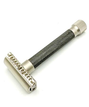 Parker Safety Razor The variant with an open comb - adjustable razor shave with a rotation of the adjustment wheel from mild to aggressive 5 sounds included (graphite gray) - Buy Online on GoSupps.com