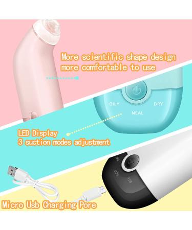 Blackhead Remover Pore Vacuum Cleaner - USB Rechargeable Electric Suctioner with 3 Probes, Upgraded Facial Pore Cleaner in Light Pink - Buy Online on GoSupps.com
