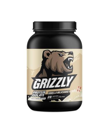 Grizzly Whey Isolate 25g Protein Powder Vanilla Protein Shake - 5.5g BCAAs for Growth & Muscle Recovery - 89% Whey Protein Per Serving - Post Workout Muscle Builder for Men & Women - 28 Servings