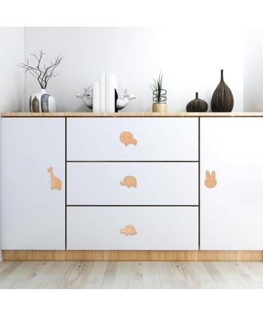 Briskore 6-Piece Animal Shape Wooden Cabinet Buttons for Children's Room - Elephant Drawer Handles & Furniture Knobs with Screws - Buy Online on GoSupps.com
