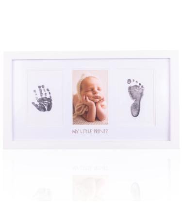 Hapinest Newborn Baby Handprint and Footprint Keepsake Picture Photo Frame - Neutral Nursery Wall Dcor Baby Shower Registry Gifts for New Moms and Dads