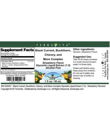 Terravita Black Currant & Buckthorn Glycerite Extract - Strawberry Flavor (1 oz) | Premium Herbal Supplement for Immune Support - Buy Online on GoSupps.com