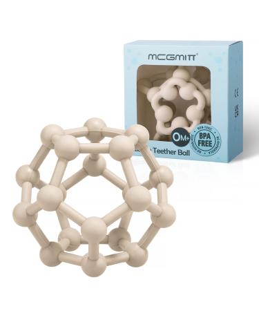 MCGMITT Baby Teething Toys - Food-Grade Silicone Teethers for Babies 0-18 Months Textured Sensory Balls Teething Toys Soft Chew for Newborn Teething Baby BPA Free 10cm (Beige) Sand - Buy Online on GoSupps.com