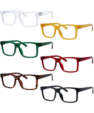 Eyekepper Metalless Reading Glasses with Screwless Spring Hinges 6 Pack Oversize Readers for Wide Face +1.50 6 Pack Mix Color 1.5 x