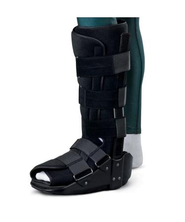 Medline Tall Leg Walker Boots Skid-Resistant Low-Profile Design Adjustable Straps Size S Men's 5-6 / Women's 5.5-7 Black 1 Each