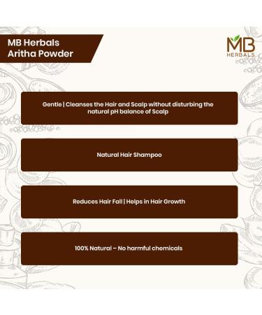 MB Herbals Aritha Powder 8 oz | 227G | 100% Pure Wild-crafted Soap Nut Powder - Natural Hair Shampoo & Conditioner | Sapindus mukorossi - Buy Online on GoSupps.com
