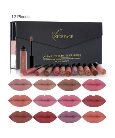 Allbesta 12 Colors Velvet Nude Lipgloss Set - Waterproof Matte Liquid Lipstick Kit | Long Lasting Makeup | International Shipping - Buy Online on GoSupps.com