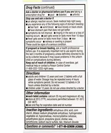 Bufferin Buffered Aspirin Tablets 130 ct (Pack of 3) - Pain Reliever/Fever Reducer - Buy Online on GoSupps.com