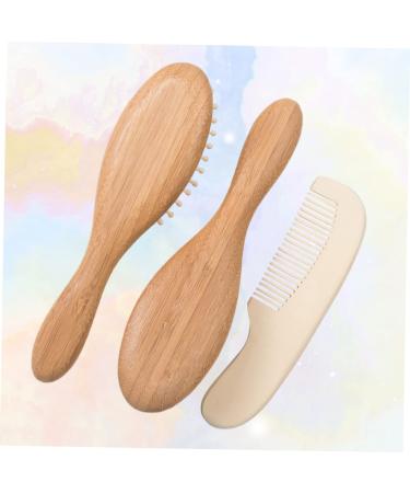 Baby Bath Set with Massage Brush, Wooden Comb, and Bamboo Hairbrush - 3pcs Kids Suit for Newborns and Toddlers - Buy Online on GoSupps.com