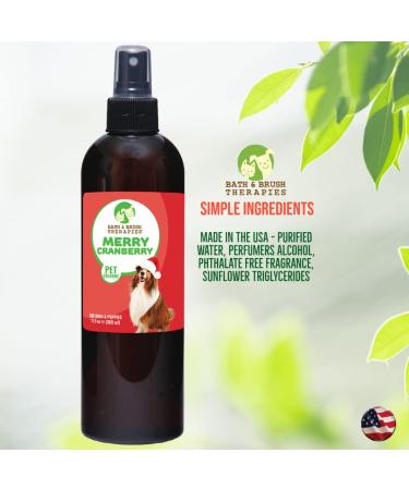 Bath & Brush Therapies Merry Cranberry Pet Cologne 12.5 oz | Long-Lasting Odor Eliminator for Dogs | Cruelty-Free, Paraben-Free, Biodegradable | Made in USA - Buy Online on GoSupps.com