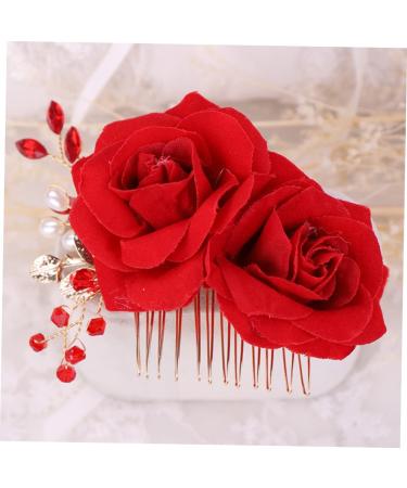 FRCOLOR Wedding Rose Flower Hair Comb Bridal Floral Hair Headpiece rose Bridal Rose hair comb s for women Silk Rose comb flower headband hair barrettes for women bride flower hairpin - Buy Online on GoSupps.com