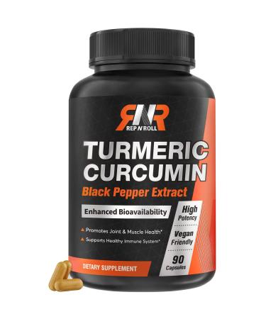 Turmeric Supplements Capsules Turmeric Curcumin with Black Pepper Joint Support Immune Support Best Absorption 95% Curcuminoids Super-Concentrated Extract 90 Caps