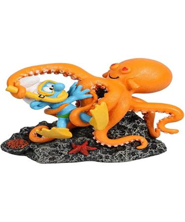 Aqua della figure the smurf in squid 13.4 x 7.9 x 9.8 cm very detailed and made from polyester resin non-toxic and pH-neutral for sweet and seawater aquarium octopus