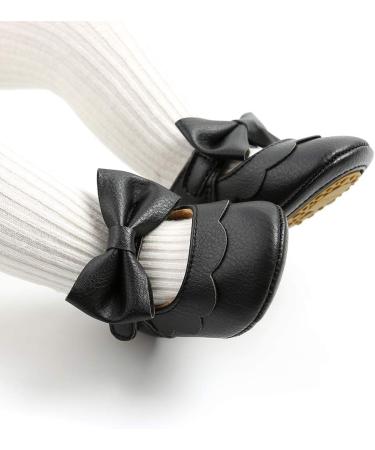 Baby Girls First Walking Shoes Mary Jane PU Leather Anti-Slip Princess Shoes 0-6 Months - Black - Buy Online on GoSupps.com