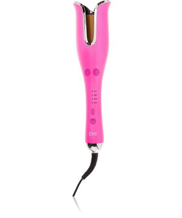 CHI Spin N Curl Compact Ceramic Rotating 1 Curling Iron, Ideal for Shoulder Length Hair Between 6-16", Include Cleaning Tool, Pink Breast Cancer Awareness Edition
