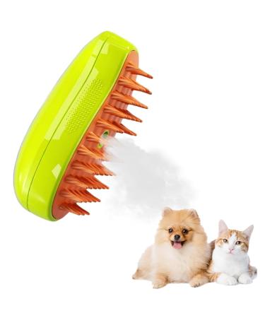 Steamy Cat Brush 3 In1 Cat Steam Brush Pet Hair Cleaner Brush Self Cleaning Steam Brush Cat Steamer Brush Massage Cat Hair Brush for Removing Tangled Loosse Hair for Home (Green)