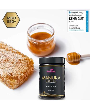 Manuka Honey MGO 550+ | 500g | Pure & Natural | Premium Quality from New Zealand | Powerfabrik  - Buy Online on GoSupps.com