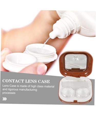 Buy Homsfou 2-in-1 Contact Lens & Makeup Mirror Case - Travel Cosmetic Box - Brown ABS Compact & Stylish - 7.3x7.3x2.6cm - Buy Online on GoSupps.com