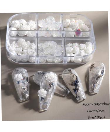 Flower Nail Art Glitters DIY 3D White Floral Nail Stud Sequins for Salon Gift Flower Nail Glitters - Buy Online on GoSupps.com
