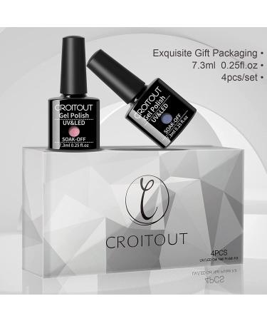 Croitout UV Gel Nail Polish Set Shellac Nail Gel Polish Colours Set Sock Off Gel Nail Polishes Set Polish Gel Nail Kit for Home DIY Manicure Nail Salon Best Gift for Women 4 x 7.3ml UK-4CS-007 0.25 ml (Pack of 4) - Buy Online on GoSupps.com