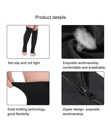 Buy Compression Stockings for Men & Women - Toe-Free Calf Zip Compression Stockings (S/M - Black) - Medical Grade Support - Buy Online on GoSupps.com