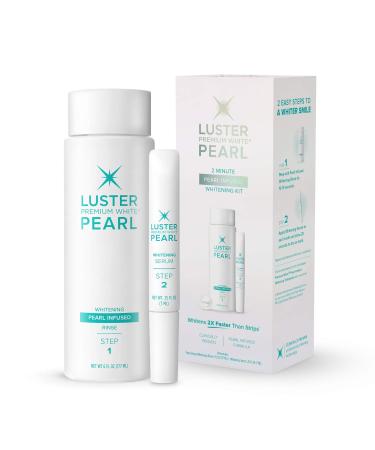 Luster Premium White 2-Minute Pearl Infused Teeth Whitening Kit, Fast Teeth Whitener, Pearl Infused Whitening Rinse & Whitening Serum (2-Piece Kit), Mint Pearl Infused 2 Piece Set