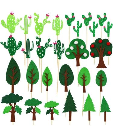 Felt Tree Cactus Cupcake Toppers - DIY Potted Plant Dessert Decorations for Celebrations - Buy Online on GoSupps.com