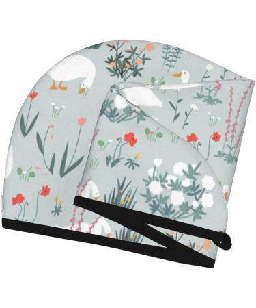 Super Absorbent Microfiber Hair Towel Wrap for Women - Goose and Doodle Flowers Coral Velvet Quick Dry Cap for Long Curly Thick Hair - Buy Online on GoSupps.com