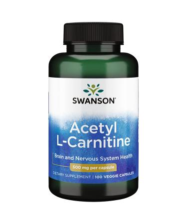 Acetyl L-Carnitine 500 mg 100 Caps by Swanson Premium 100 Count (Pack of 1) - Buy Online on GoSupps.com