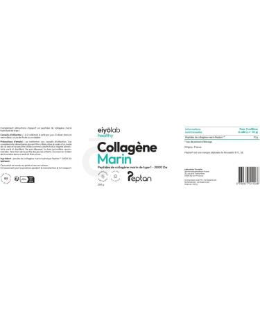 COLLAG NE MARIN Brevet en Poudre | 250 Grammes de Peptides de Collag ne Purs de Type 1 | Peptan | Articulations Souples Peau Lisse et Hydrat e | Go t Neutre | Fili re 100% Fran aise | Eiyolab - Buy Online on GoSupps.com