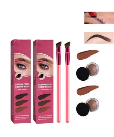 Eyebrow Care Kit 4D Laminated Multi-Function Eyebrow Concealer Contour Brush Starter Kit Eyebrow Pen Long Lasting Waterproof Eyebrow Gel 4D Hair Stroke Brow Stamp Brush (Light brown 2pcs) Light Brown 2pcs