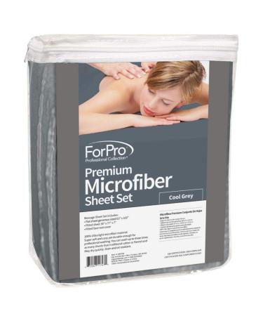 ForPro Premium Microfiber 3-Piece Massage Sheet Set - Ultra-Light, Stain & Wrinkle-Resistant - Cool Grey - Buy Online on GoSupps.com