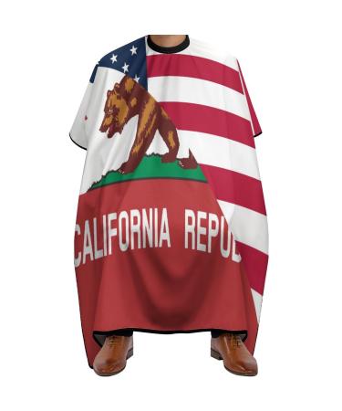 American and California State Flag Professional Hair Cutting Cape Apron Salon Haircut Barber Hairdressing with Snap Closure