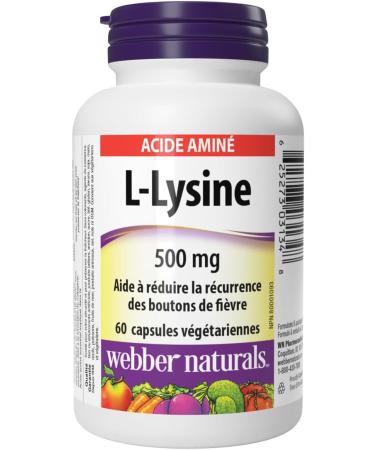 Webber Naturals L-Lysine 500 mg 60 Capsules Prevents Cold Sores Vegan - Buy Online on GoSupps.com