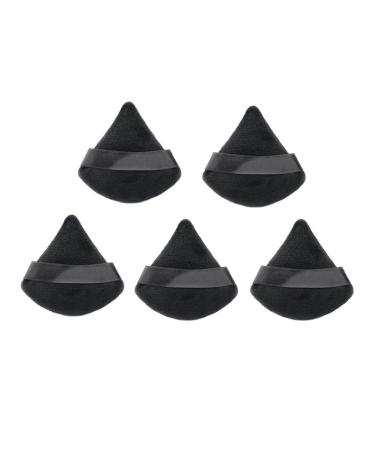 1-12Pcs Triangle Velvet Powder Puff Flours Mini Face Makeup Sponge Cosmetics Soft Cotton Face Powder Puff Lightweight Washable (Color : 5Pcs-Black)