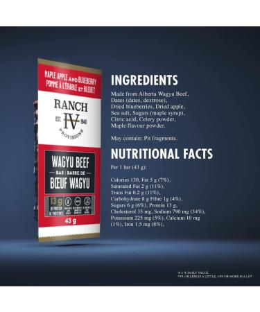 Thrive Provisions Wagyu Beef Bar - Maple Apple & Blueberry - High In Protein Tender Texture Sustainably Sourced Soy Free Non GMO Keto Friendly Nothing Artificial 43g (Pack of 12) Maple Apple & Blueberry 1 count (Pack of 12) - Buy Online on GoSupps.com