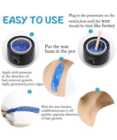 Oakeer Waxing Kit with Wax Warmer - Hair Removal Set for Body, Face & Bikini Area - Includes 4 Bags of Wax Beans, 34 Applicators - For Women and Men - Buy Online on GoSupps.com