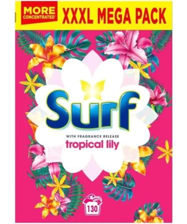 Surf Tropical Cleaning Fabric Washing Powder Biological Solution Tropical Lily Infused with Natural Essential Oil For Fresh and Clean Cold and Hot Washes - 130 Washes