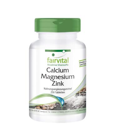 Fairvital | Calcium Magnesium Zink - HOCHDOSIERT - VEGAN - 250 Tabletten - Mineralstoff-Komplex