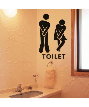 PULABO Unisex Toilet Sign Decal Creative Toilet Entrance Sign Sticker Wall Decals Hotel Washroom Wall Door Stickers Decor Cost-effective and Sturdy Durable - Buy Online on GoSupps.com