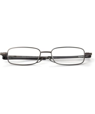Foster Grant Gavin Fold Flat Reading Glasses - Gunmetal/Transparent - 48mm - Stylish & Portable Eyewear for International Shipping - Buy Online on GoSupps.com