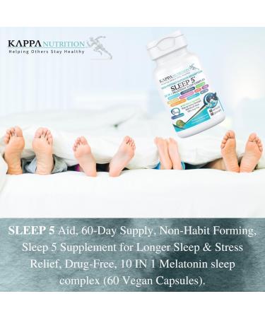 KAPPA NUTRITION Sleep 5 Sleep Aid 5mg of Melatonin 60-Day Supply Non-Habit Forming Vegan Capsules Natural Ingredients for Easier Bedtime Herbal Supplement Valerian Root Chamomile Non-GMO - Buy Online on GoSupps.com