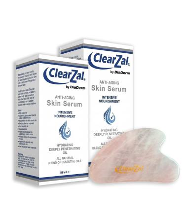 CLEARZAL Dry Skin Oil Anti-Aging All Natural Skin Serum Moisture Embracing Formula with Essential Oils help relieve irritation dryness and flakiness.Rosehip oil Jojoba oil 4 oz*2 Gua Sha board
