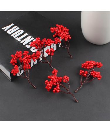 HOMSFOU 50 Pcs Artificial Red Fruit Xmas Holly Berries Stems Simulation Red Berries Holly Berries for Crafts Fake Holly Berries Desk Topper Christmas Tree Picks Plastic Fake Branch Berry - Buy Online on GoSupps.com