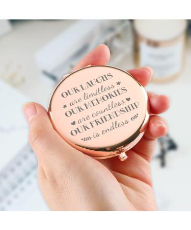 Dyukonirty Rose Gold Compact Makeup Mirror - Unique Friendship Gift for Women - Ideal for Birthday, Wedding, Christmas & Graduation - Buy Online on GoSupps.com