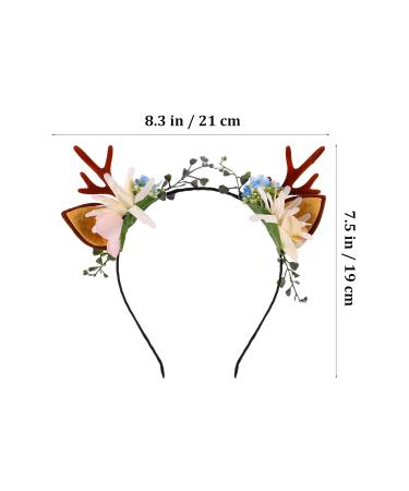 Minkissy Christmas Antler Headband - Reindeer Ears Floral Hairband for Women & Girls - Festive Holiday Accessory (Pattern 2) - Buy Online on GoSupps.com