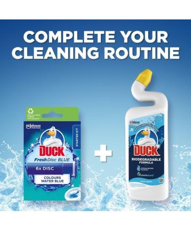 Duck Fresh Discs Blue Toilet Cleaner Twin Pack Refills Sanitising & Descaling Toilet Bowl Gel Kills Germs and Bacteria Colours Water Blue 72ml - Buy Online on GoSupps.com